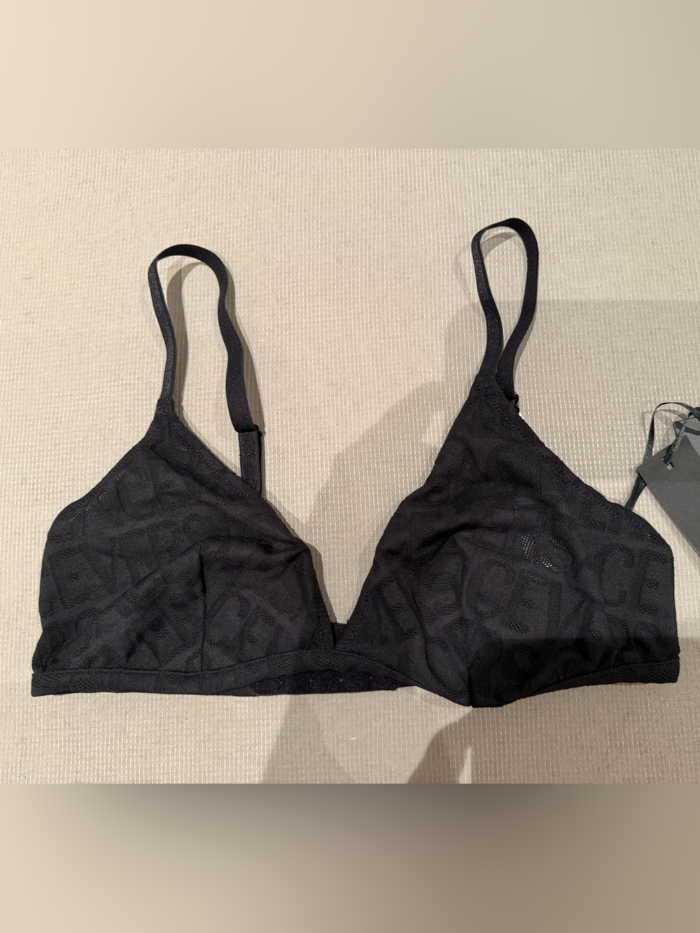 Versace Black Mesh Logo Triangle Bralette